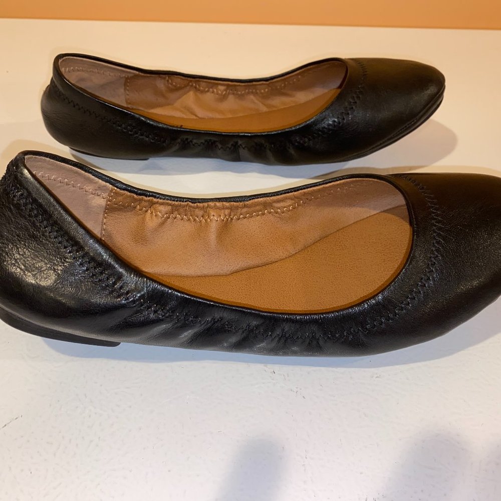 Lucky Brand LK Emmie Leather Ballet Flats Black Size 8M